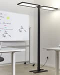 Miniatyrbilde 2 av 11: Gulvlampe LED Svart Metall h 169 cm Dobbel skjerm 2 lyskilder Bevegelsessensor Berøringsdimmer Moderne Kontor Belysning Stålampe