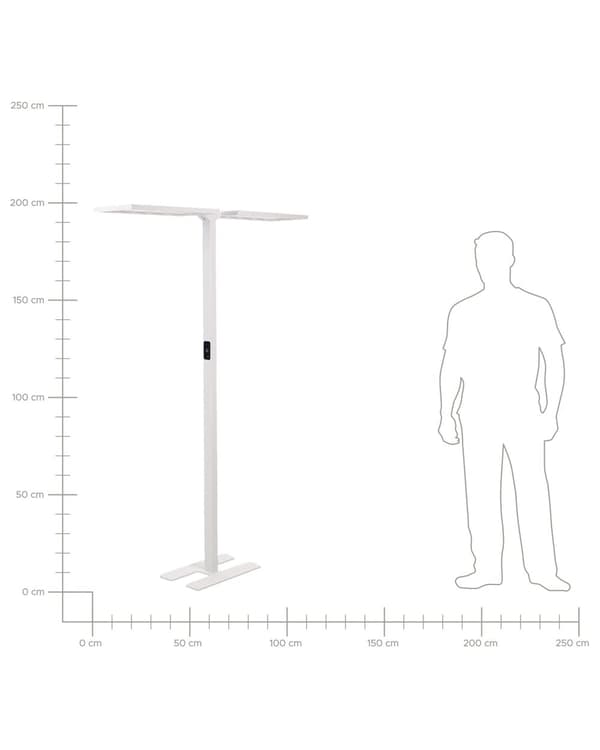 Gulvlampe LED Hvit Metall h 169 cm Dobbel skjerm 2 lyskilder Bevegelsessensor Berøringsdimmer Moderne Kontor Belysning Stålampe