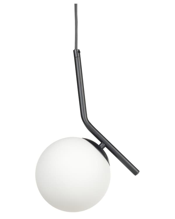 Pendel Lampe Sort Hvid ø 15 cm Metal lampe Design Spisebordslampe til Køkken med Rund Lampeskærm Hængelampe til Spisebord