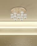Miniatyrbillede 4 af 8: Pendel guld metal jern glasskærm integreret LED-lys rund form moderne glamour belysning stue spisestue soveværelse