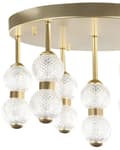 Miniatyrbillede 5 af 8: Pendel guld metal jern glasskærm integreret LED-lys rund form moderne glamour belysning stue spisestue soveværelse