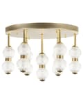 Miniatyrbillede 1 af 8: Pendel guld metal jern glasskærm integreret LED-lys rund form moderne glamour belysning stue spisestue soveværelse