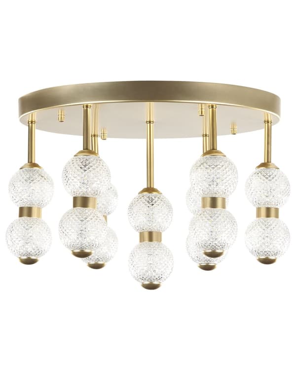 Pendel guld metal jern glasskærm integreret LED-lys rund form moderne glamour belysning stue spisestue soveværelse