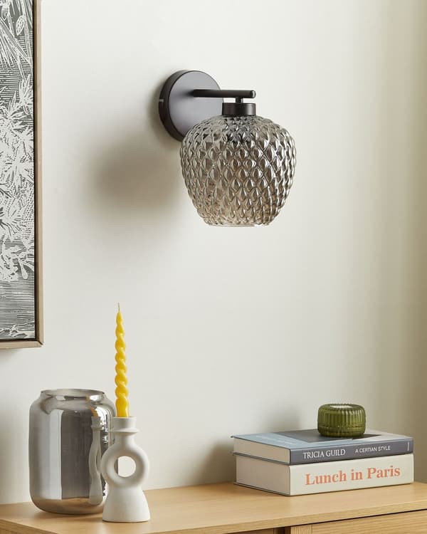 Væglampe Grå Indendørs Lampe til Væg Dekorativ Væghængt Lampe i Røget Design til Entre Trappeopgang Tilbehør Vintage Design