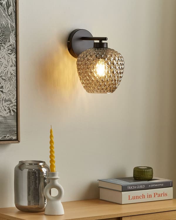Væglampe Grå Indendørs Lampe til Væg Dekorativ Væghængt Lampe i Røget Design til Entre Trappeopgang Tilbehør Vintage Design