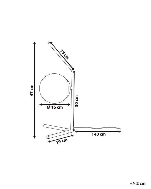 Bordlampe Sort Hvid 47 cm Håndlavet Natbordslampe med Sfærisk Lampeskærm Italiensk Design Lampe til Sengebord