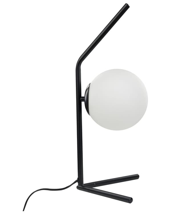 Bordlampe Sort Hvid 47 cm Håndlavet Natbordslampe med Sfærisk Lampeskærm Italiensk Design Lampe til Sengebord
