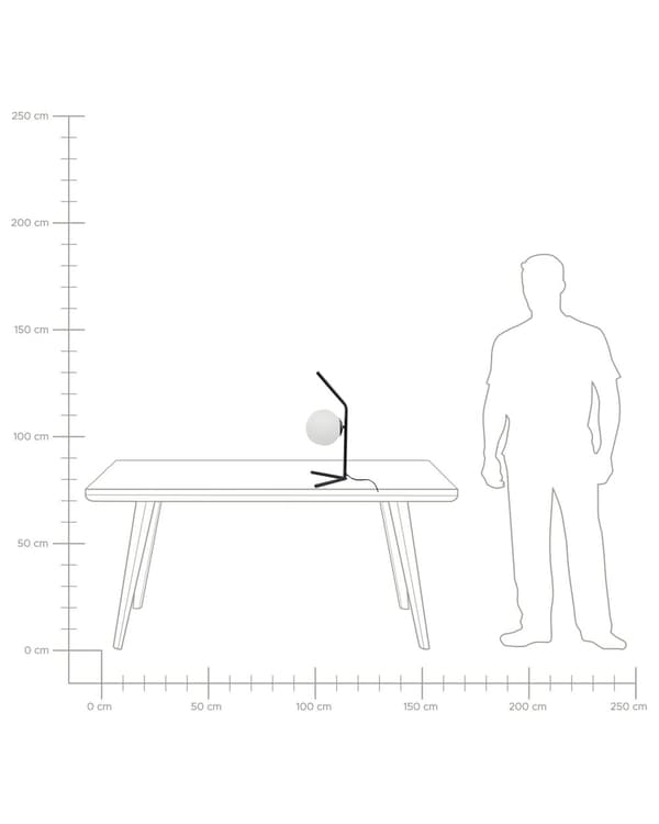 Bordlampe Sort Hvid 47 cm Håndlavet Natbordslampe med Sfærisk Lampeskærm Italiensk Design Lampe til Sengebord