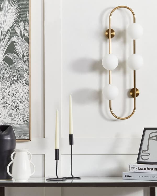 Væglampe guld jern og glas 70 cm 4 lys Moderne design Glaskugle Skærme Lys Belysning Moderne