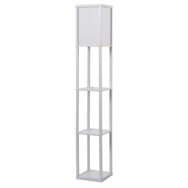 Rootz Golvlampa - Ståhylla - 3 hyllor - Interiörbelysning - Vardagsrumslampa - Vit - 26 x 26 x 160 cm