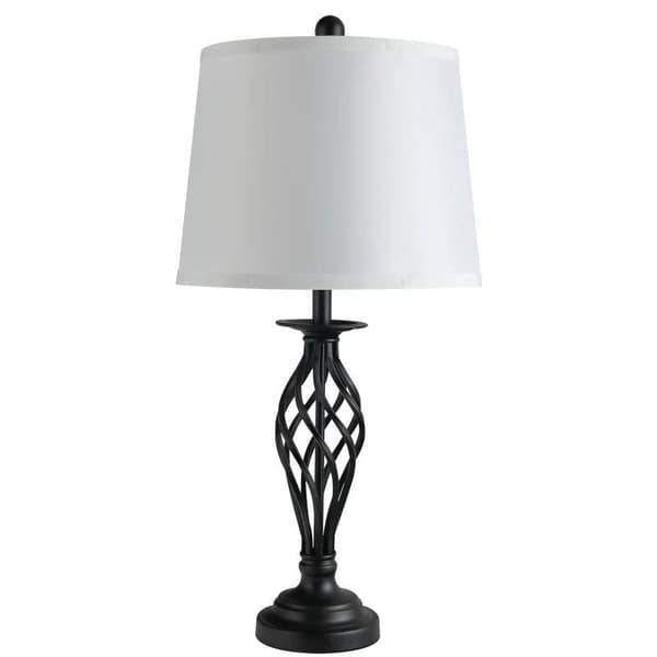 Rootz 3-delt lampesæt - 2 bordlamper - 1 gulvlampe - Stue - Soveværelse - Vintage - Sort+hvid