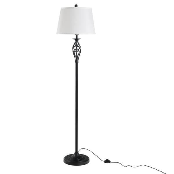 Rootz 3-delt lampesæt - 2 bordlamper - 1 gulvlampe - Stue - Soveværelse - Vintage - Sort+hvid