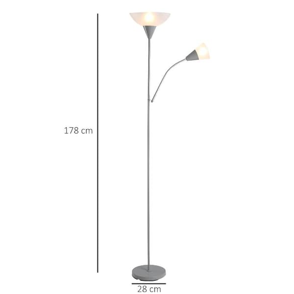 Nancy's Bryant Vloerlamp - Staande Lamp - Verstelbaar - Twee Lampen - Design - Zilver - 28 x 28 x 179,5 cm