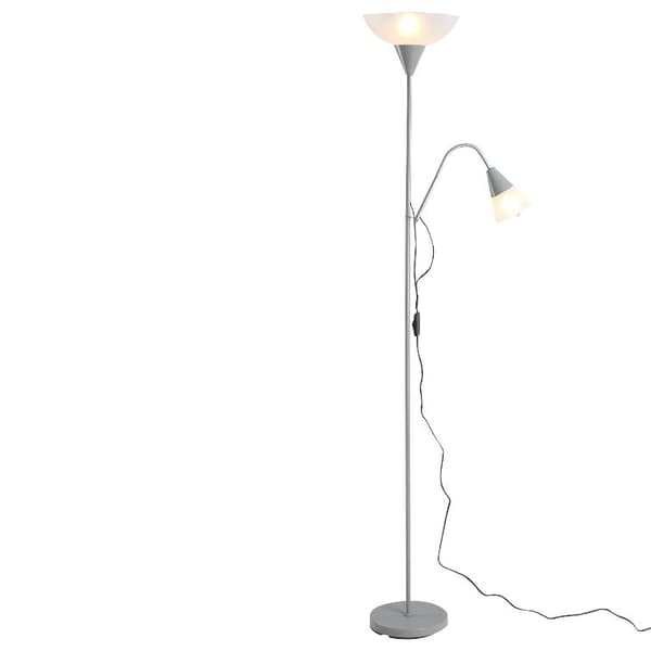 Nancy's Bryant Vloerlamp - Staande Lamp - Verstelbaar - Twee Lampen - Design - Zilver - 28 x 28 x 179,5 cm