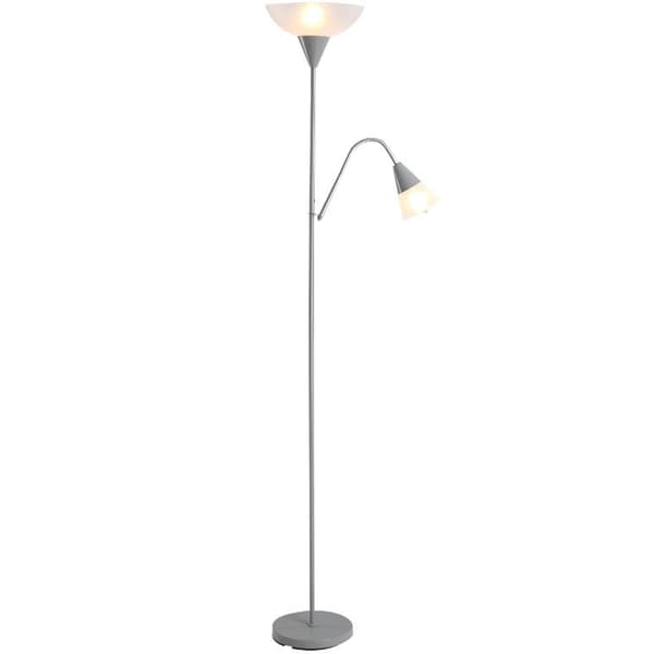 Nancy's Bryant Vloerlamp - Staande Lamp - Verstelbaar - Twee Lampen - Design - Zilver - 28 x 28 x 179,5 cm