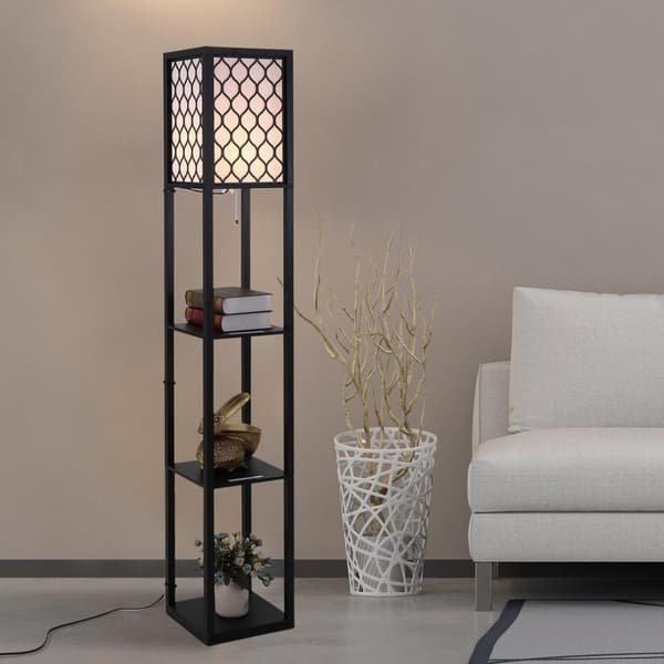 Rootz golvlampa - svart - konstruerat trä, tyg - 10,23 cm x 10,23 cm x 14,17 cm