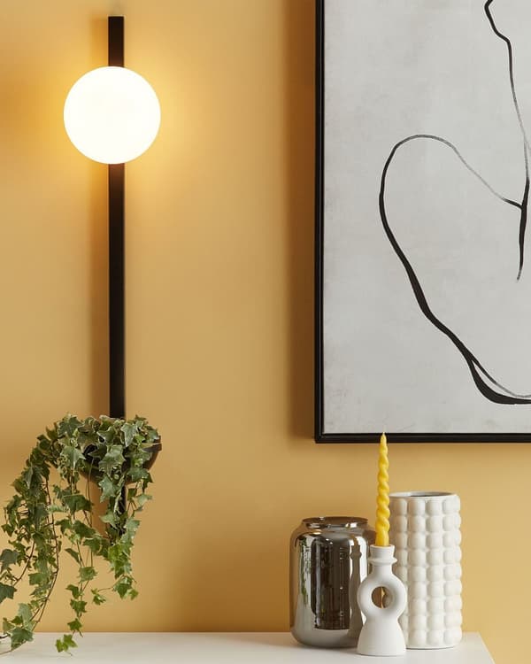 Vägglampa Svart Vit Glas Järn 55 cm Glaskupa Ljus Belysning med Växtkruka Plantering Sovrum Vardagsrum Modernt