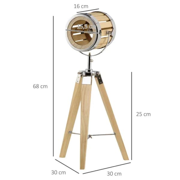 Rootz Bordslampa - Sänglampa - Stativlampa - Stativstativ i trä - Spotlight Design - Natur/Silver - 30 cm x 30 cm x 68 cm