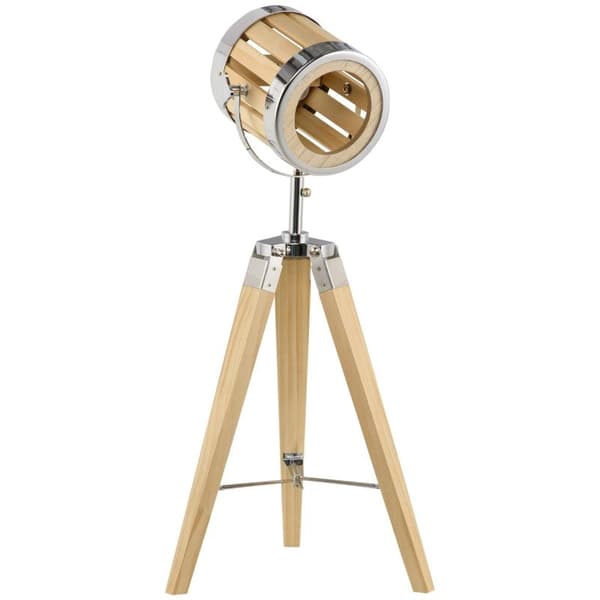 Rootz Bordslampa - Sänglampa - Stativlampa - Stativstativ i trä - Spotlight Design - Natur/Silver - 30 cm x 30 cm x 68 cm