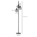 Miniatyrbild 3 av 7: Rootz golvlampa - Industriell design med 3 lampskärmar - E27-lampor - Stål - Svart - 30 cm x 30 cm x 170,5 cm