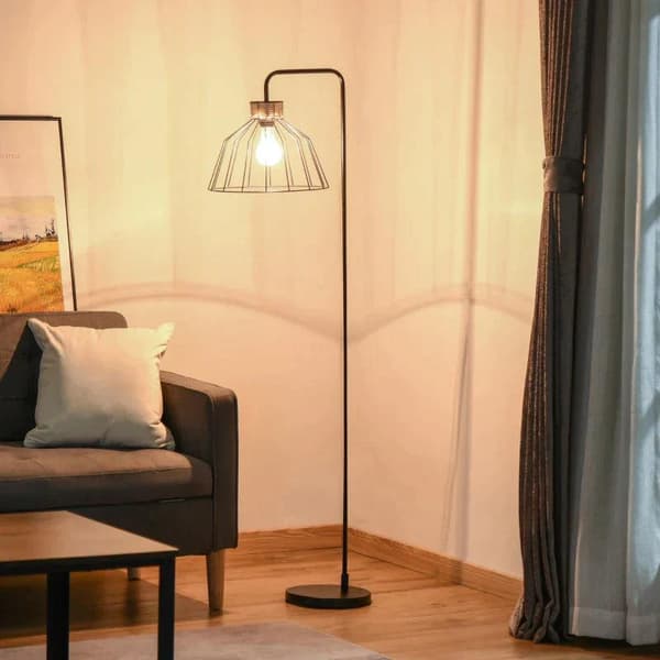 Rootz Golvlampa - Industridesign Golvlampa - Golvbrytare - E27 Base - Metall - Svart - 44L x 34W x 154H cm