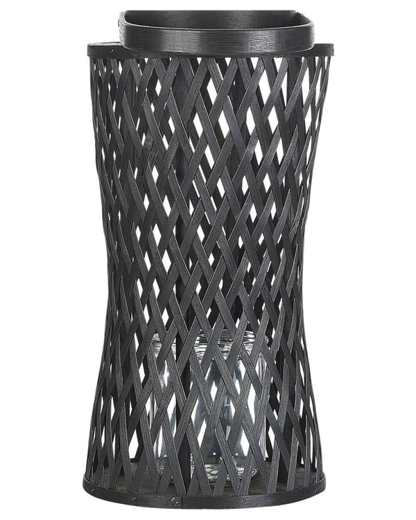 Lykt Svart Bambus Glass 38 cm Stearinlys Lysholder Bohemsk stil Innendørs Dekorasjon Tilbehør