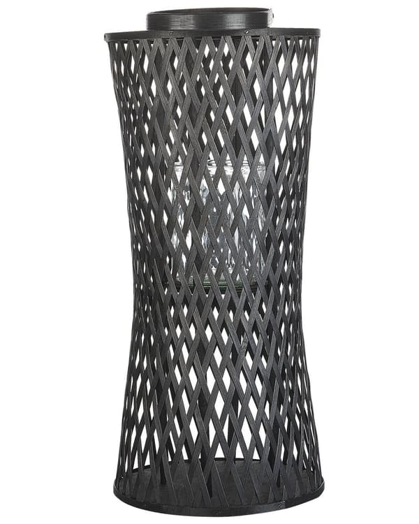 Lykt Svart Bambus Glass 58 cm Stearinlys Lysholder Bohemsk stil Innendørs Dekorasjon Tilbehør