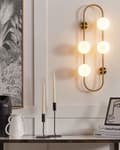 Miniatyrbild 2 av 9: Vägglampa Guld järn och glas 70 cm 4 lampor Modern design Glasklot Skärmar Ljus Belysning Modern