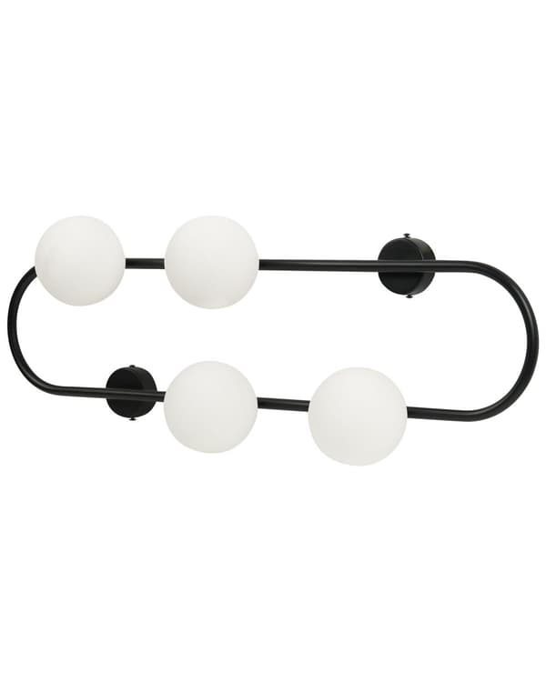 Vägglampa Svart järn och glas 70 cm 4 lampor Modern design Glasklot Skärmar Ljus Belysning Modern
