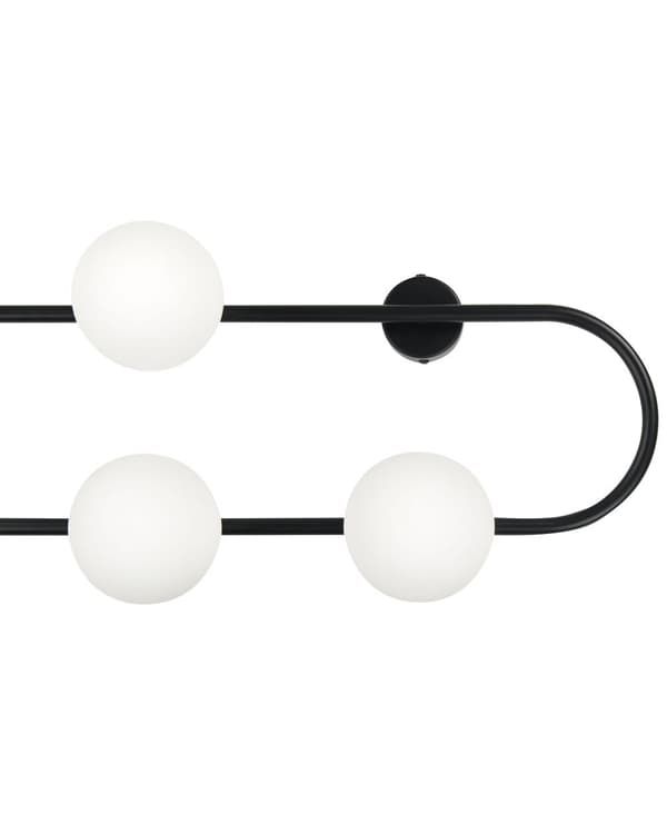 Vägglampa Svart järn och glas 70 cm 4 lampor Modern design Glasklot Skärmar Ljus Belysning Modern