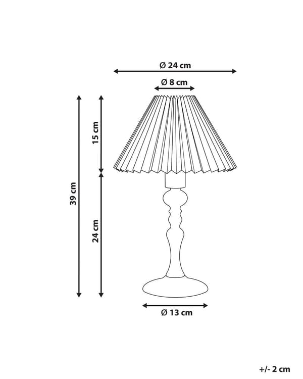 Bordlampe Lyst Egetræ Bomuld H 39 cm Dekorativ Natbordslampe med Plisseret Lampeskærm Stue Soveværelse Tilbehør Indretning Lampefod i Træ