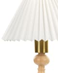 Miniatyrbillede 6 af 9: Bordlampe Lyst Egetræ Bomuld H 39 cm Dekorativ Natbordslampe med Plisseret Lampeskærm Stue Soveværelse Tilbehør Indretning Lampefod i Træ