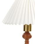 Miniatyrbillede 6 af 9: Bordlampe Mørkt Egetræ Bomuld H 39 cm Dekorativ Sengelampe med Plisseret Lampeskærm Stue Soveværelse Tilbehør Indretning Lampefod i Træ