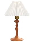 Miniatyrbillede 1 af 9: Bordlampe Mørkt Egetræ Bomuld H 39 cm Dekorativ Sengelampe med Plisseret Lampeskærm Stue Soveværelse Tilbehør Indretning Lampefod i Træ
