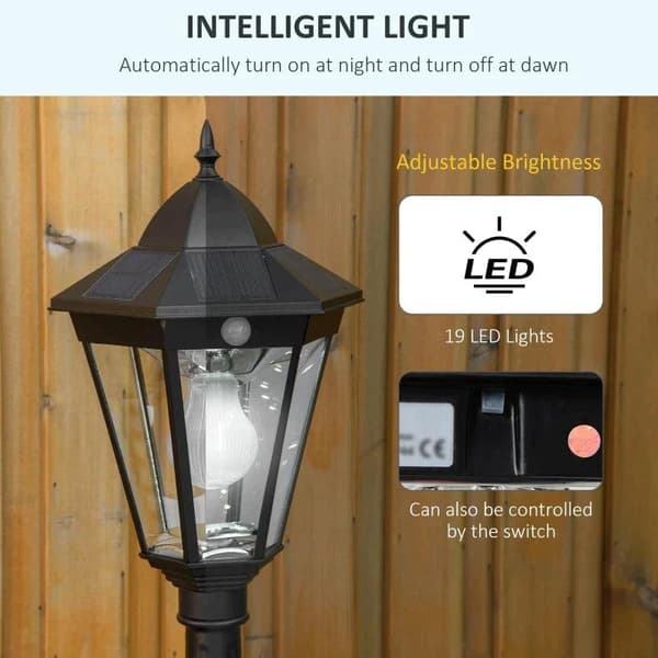 Rootz puutarhavalaisinpylväs - Aurinkoenergia Puutarhalyhty - Ulkokäyttöinen LED-aurinkovalo - Ulkotilojen pylväsvalo - Alumiini - Karkaistu lasi - Mu
