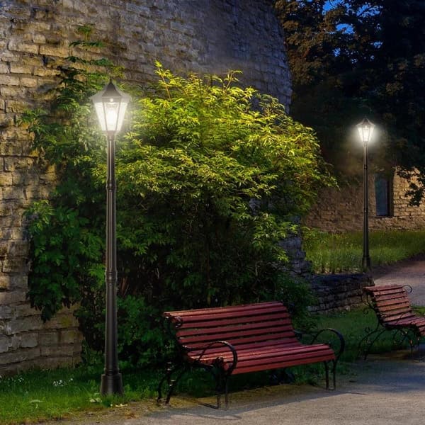 Rootz puutarhavalaisinpylväs - Aurinkoenergia Puutarhalyhty - Ulkokäyttöinen LED-aurinkovalo - Ulkotilojen pylväsvalo - Alumiini - Karkaistu lasi - Mu