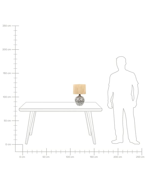 Bordlampe Svart Hvit Keramikk 45 cm Naturlig Papir Kegle Skjerm Sengestue Stue Soverom Belysning