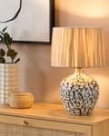 Miniatyrbilde 2 av 9: Bordlampe Svart Hvit Keramikk 45 cm Naturlig Papir Kegle Skjerm Sengestue Stue Soverom Belysning