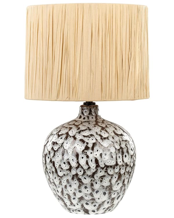 Bordlampe Svart Hvit Keramikk 45 cm Naturlig Papir Kegle Skjerm Sengestue Stue Soverom Belysning