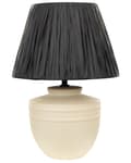 Miniatyrbilde 1 av 9: Bordlampe Beige keramikk 44 cm Svart Papir Kegleformet Skjerm Nattbord Stue Soverom Belysning