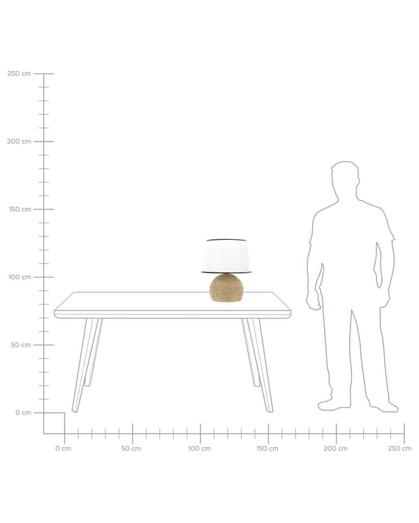 Bordlampe Naturlig Halm H 46 cm Dekorativ Natbordslampe med Empire Lampeskærm Stue Soveværelse Tilbehør Indretning