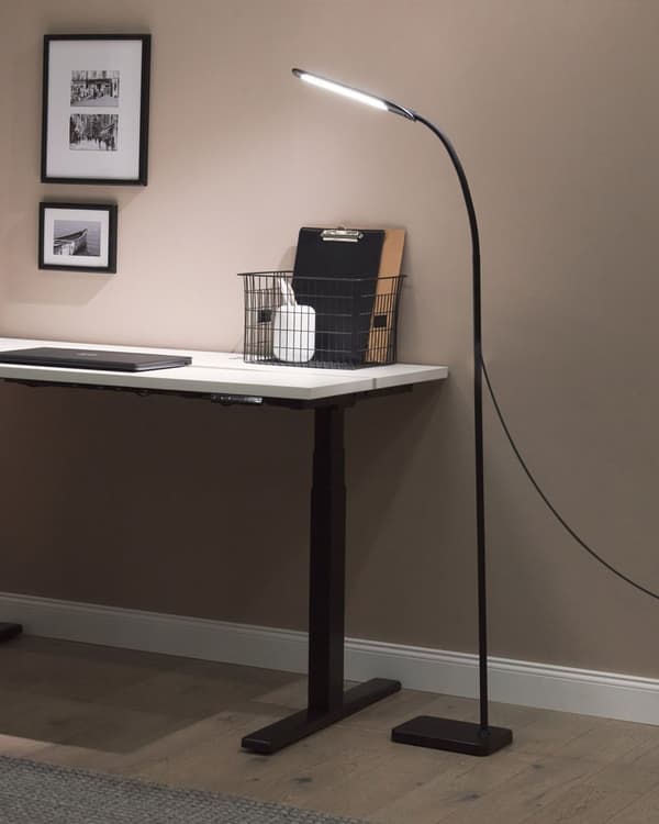 Gulvlampe sort 174 cm plast jern touch switch LED lysdæmper lysstyrke kontrol moderne