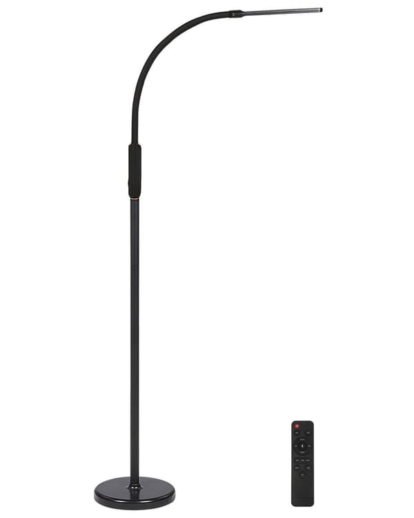 Gulvlampe bordlampe sort LED-lys jern plast modificerbar fjernbetjening lysdæmperkontakt berøringskontakt moderne
