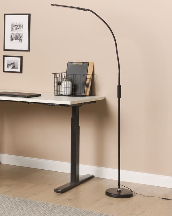 Gulvlampe Sort Metal 200 cm LED Standerlampe til Kontor med Lysregulering Læselampe Gulv til Arbejdspladsen Design