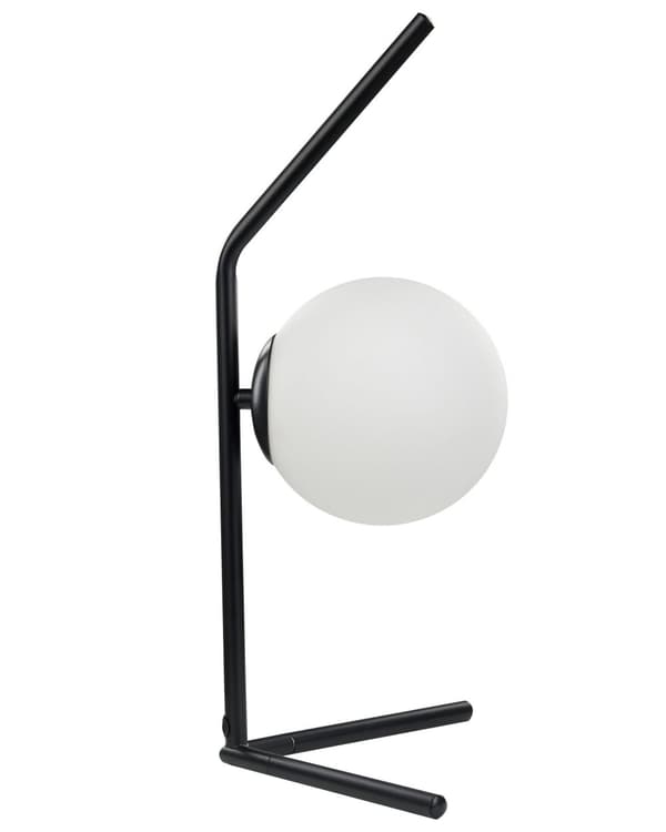 Bordlampe Hvit og svart glasskjerm Jernstang 47 cm ramme Enkelt lys Moderne design Hjemmetilbehør Stue