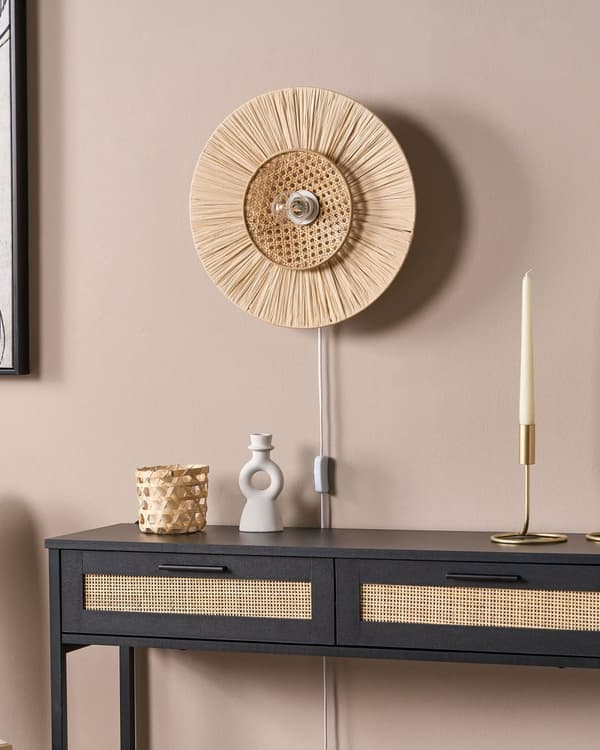 Vegglampe Natur ø 40 cm Papirskjerm Japandi Naturlig stil Dekorativ belysning