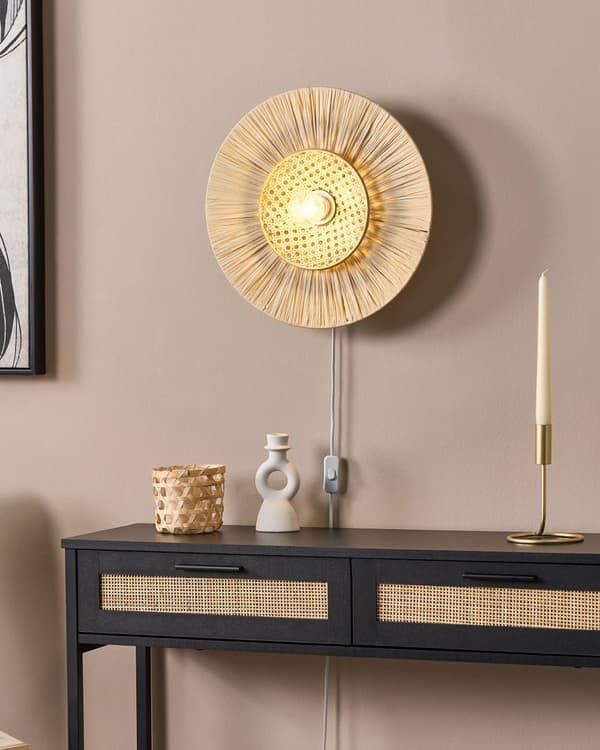 Vegglampe Natur ø 40 cm Papirskjerm Japandi Naturlig stil Dekorativ belysning