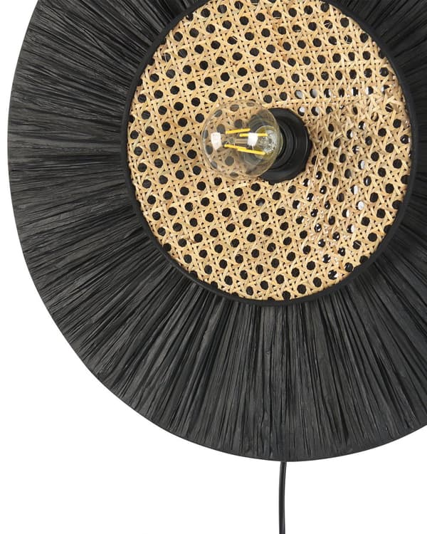 Vegglampe Svart ø 50 cm Papirskjerm Japandi Naturlig stil Dekorativ belysning