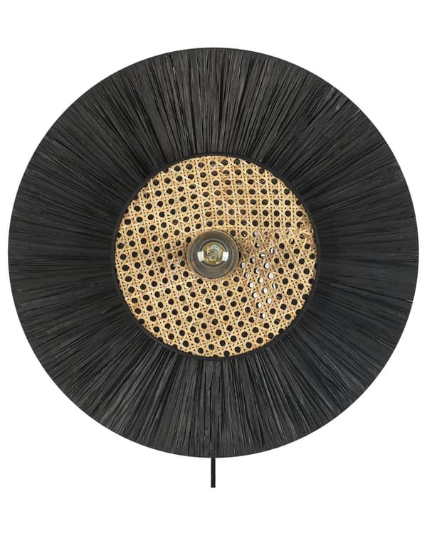 Vegglampe Svart ø 50 cm Papirskjerm Japandi Naturlig stil Dekorativ belysning