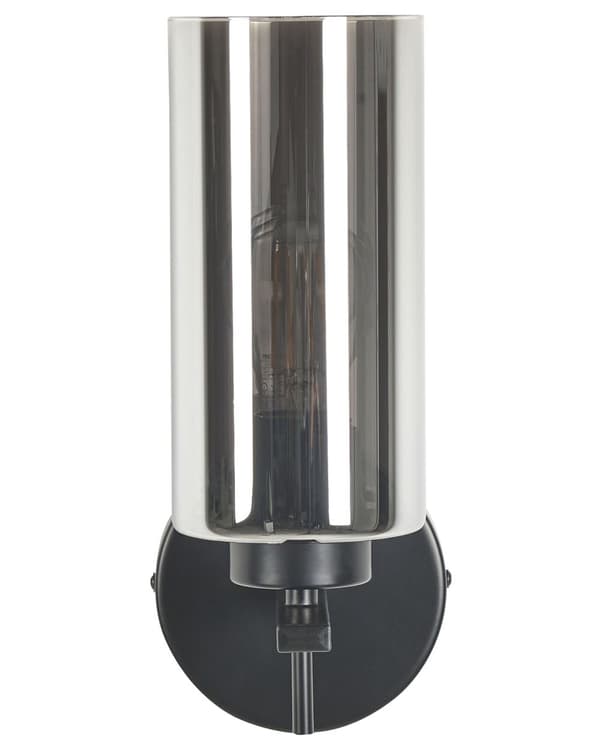 Vegglampe Grå Metall 29 cm Skjerm i røykfarget glass 1 lyskilde Moderne design Belysning Dekorativ